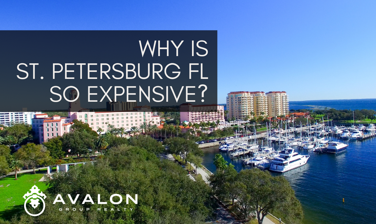 Why is St. Petersburg FL So Expensive cover pic shows the St Petersburg Marina with boats.