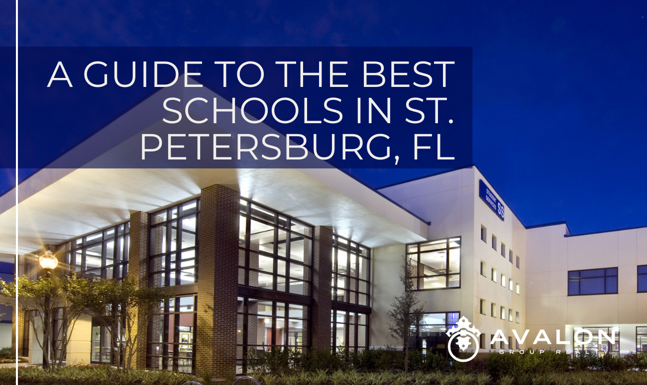 A Guide to the Best Schools in St. Petersburg, FL cover picture shows the modern new school with a white and black exterior.