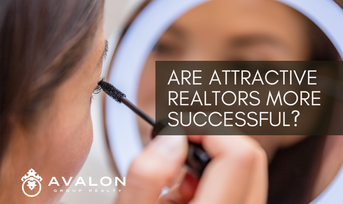 Are Attractive Realtors More Successful cover picture shows a woman putting on mascara with a mirror.