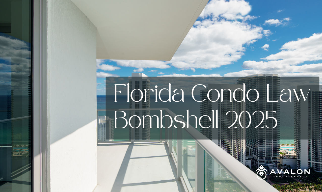 Florida Condo Law Bombshell 2025 cover picture shows a condo balcony looking out towards the ocean.