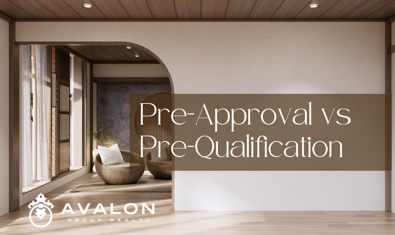 Pre-Approval vs Pre-Qualification cover picture shows a beige living room with a wicker chair and wood ceiling.