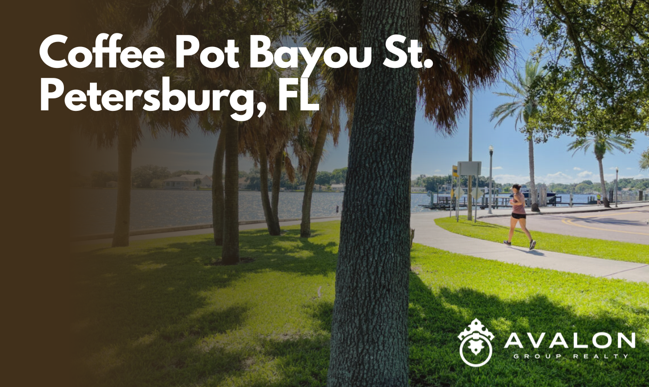 Coffee Pot Bayou St. Petersburg, FL cover picture shows the title and a woman jogging on a sidewalk among palm trees by the waterfront. There are boats too.