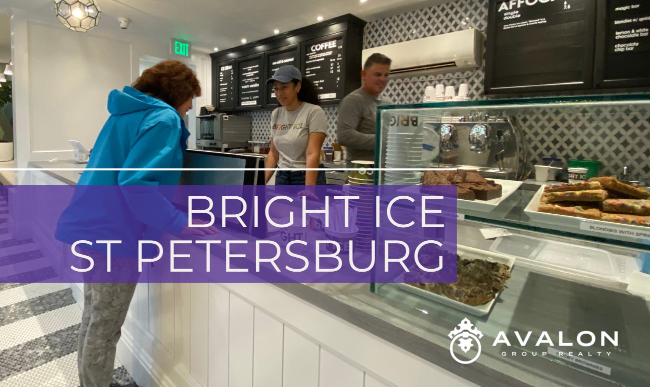 Bright Ice St Petersburg picture shows a woman in a blue jacket ordering ice cream.