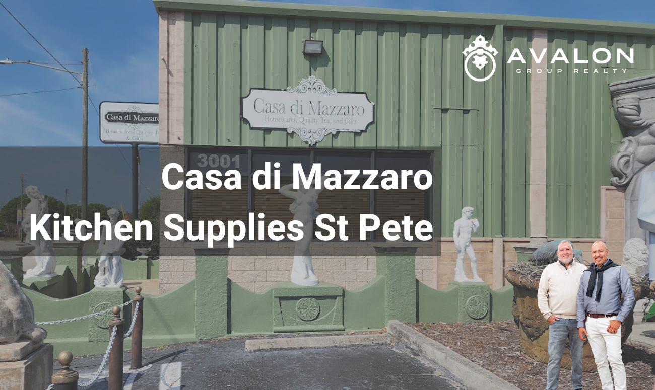 Casa di Mazzaro Kitchen Supplies St Pete picture shows the outside of the building that is green in color.