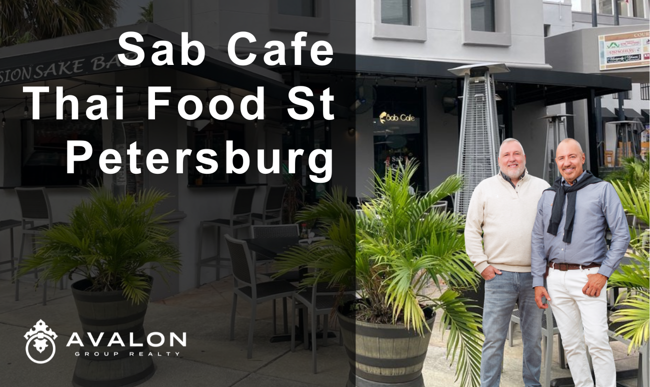 Sab Cafe Thai Food St Petersburg picture shows the outdoor seating area with black chairs.