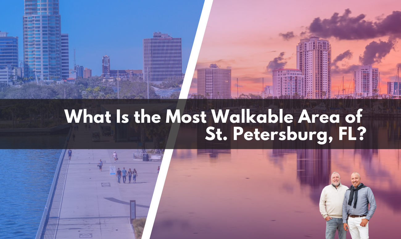 What Is the Most Walkable Area of St. Petersburg, FL cover picture shows two different parts of the building near the marina.