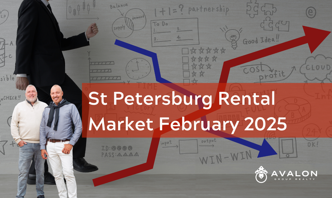 St Petersburg Rental Market February 2025 picture shows a graph that has red and blue lines going up and down