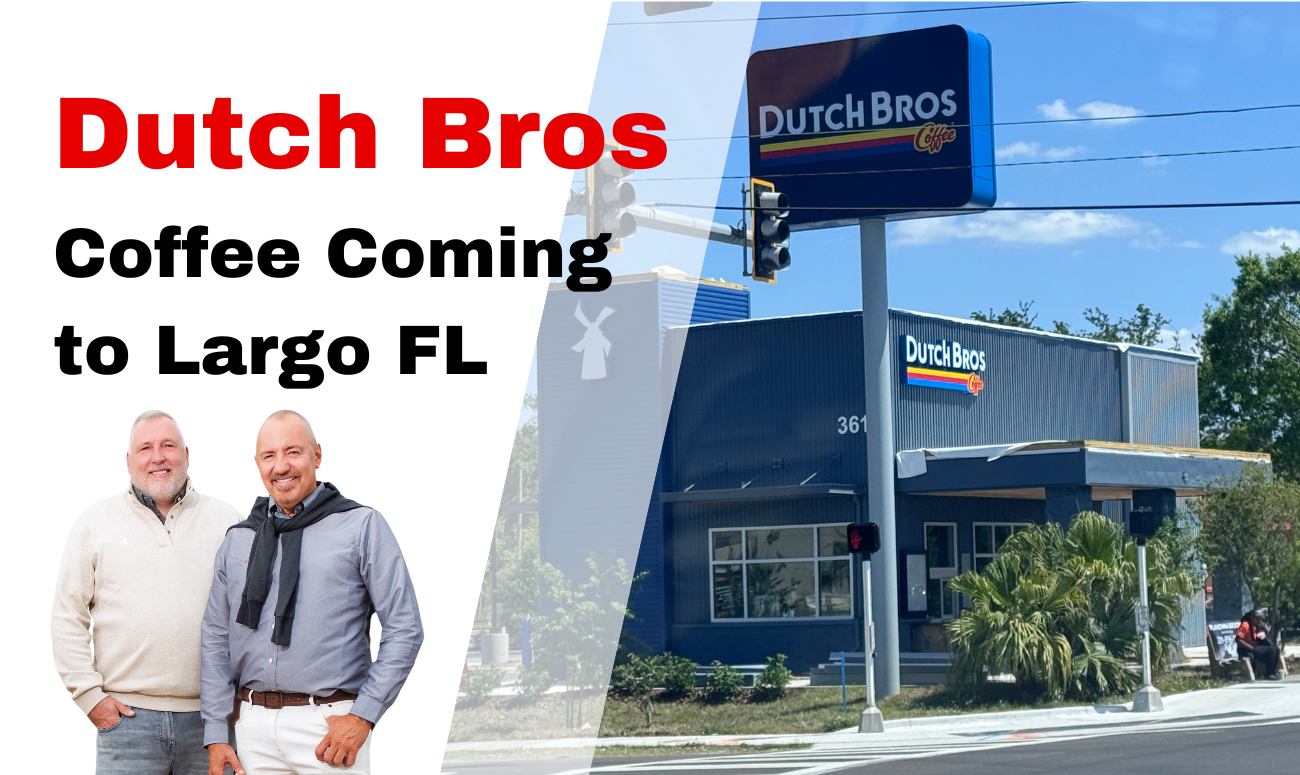 Dutch Bros Coffee Coming to Largo FL cover picture shows the Tampa Dutch Bros that is blue and gray on the exterior.