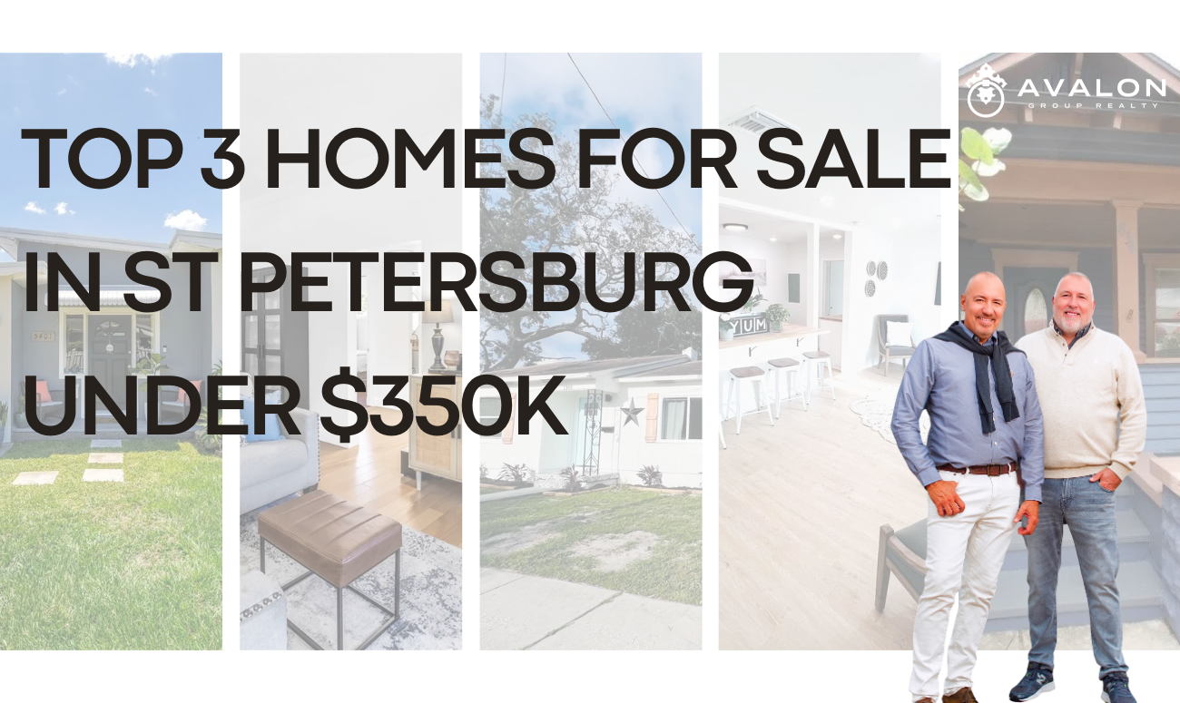 Top 3 Homes For Sale in St Petersburg Under $350K cover picture shows the exterior and interior pictures of the 3 homes we picked.