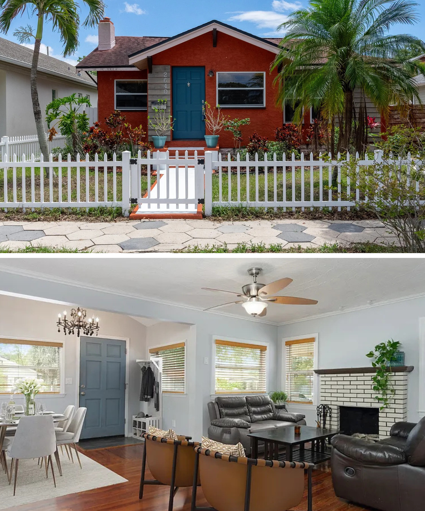 Top 3 Homes For Sale in St Petersburg Under $400K-3 picture shows a burgundy and wood bungalow home.