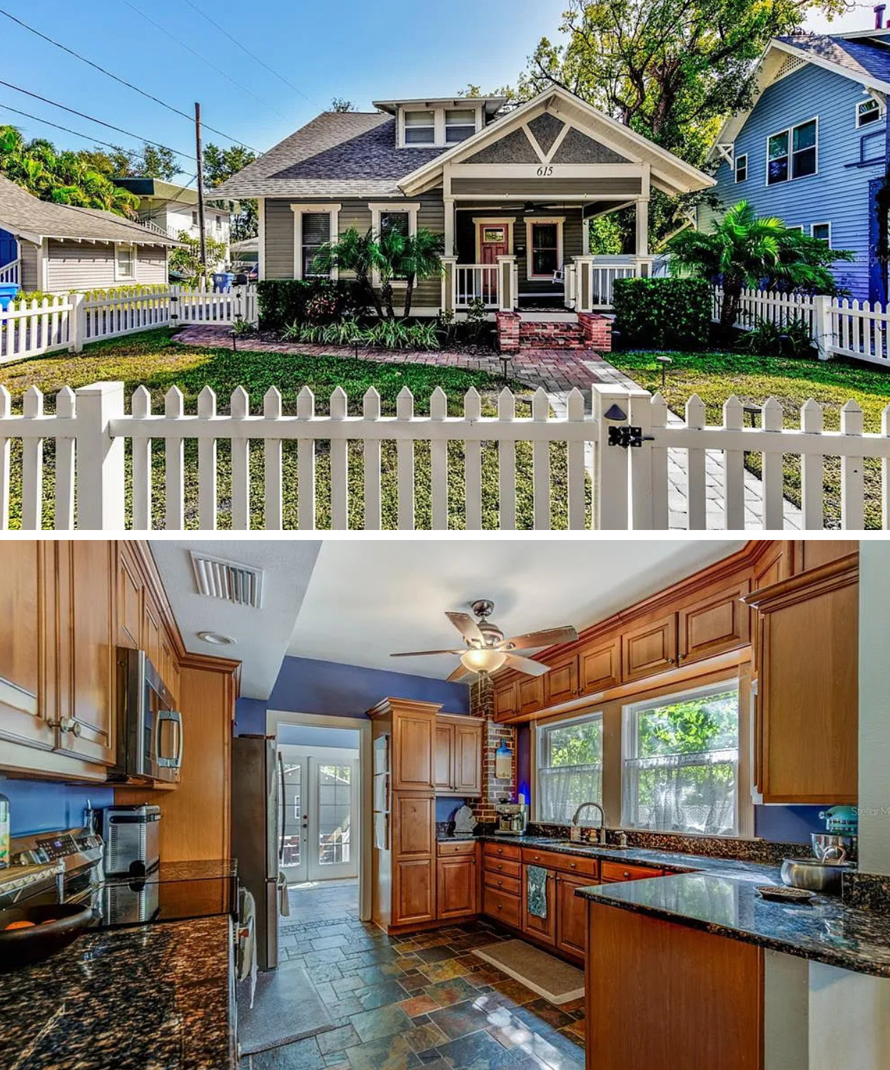 Top 3 Homes for Sale in St Petersburg Under $60 shows a craftsman home that is gray and beige.0K-2