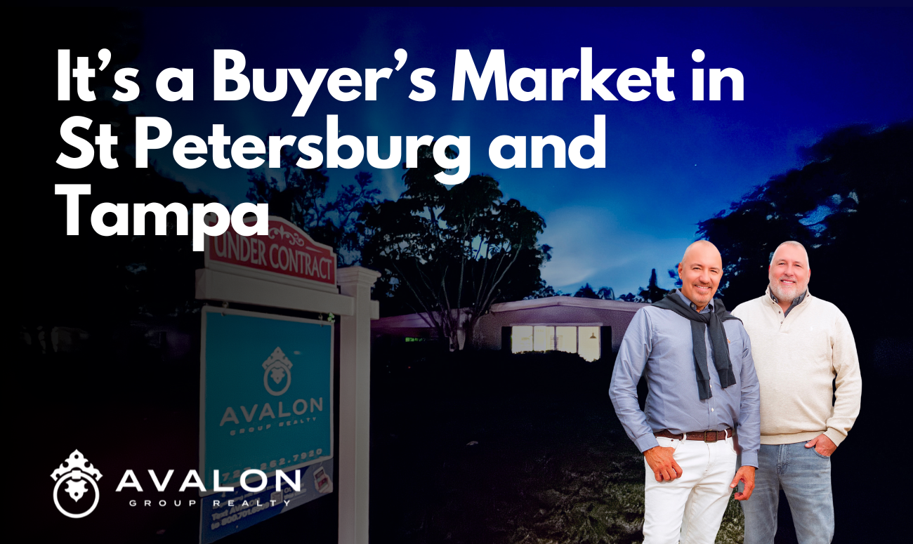 It’s a Buyer’s Market in St Petersburg and Tampa cover picture shows a "under Contract" real estate sign in a yard with Avalon Group Realty in St Petersburg FL.