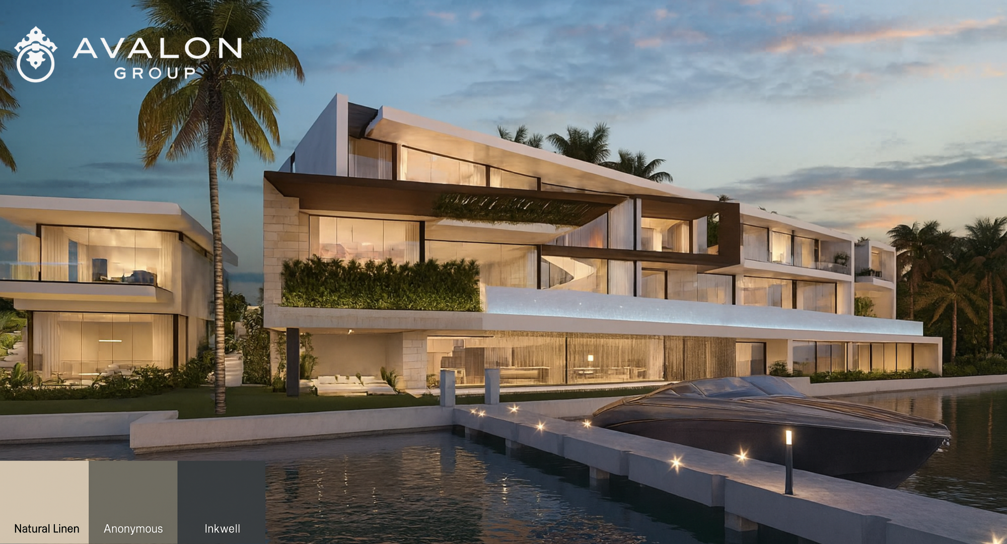Top Sherwin Williams Neutral Colors Palettes For Home Exteriors picture shows a modern 3 story home by the water.