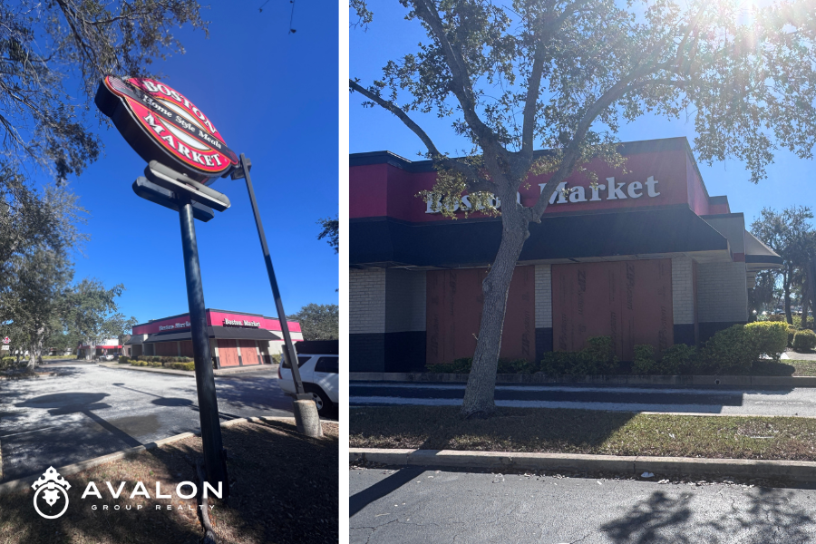 cookout-st-petersburg-4th-street-north-boston-market-building Collage showing boarded-up former Boston Market on 4th Street North in St. Petersburg, Florida, future Cook Out restaurant location as of 2026