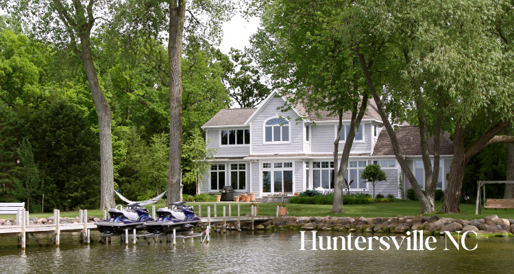 Waterfront and suburban views representing the Lake Norman lifestyle in Huntersville, North Carolina