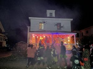 Bangor Maine Halloween haunted house with fog