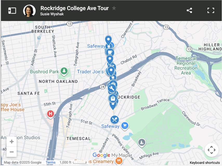 Rockridge Oakland best places Google map