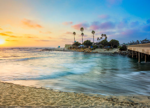 Summer Sunset at Cardiff by the Sea State Beach in Encinitas, CA, USA