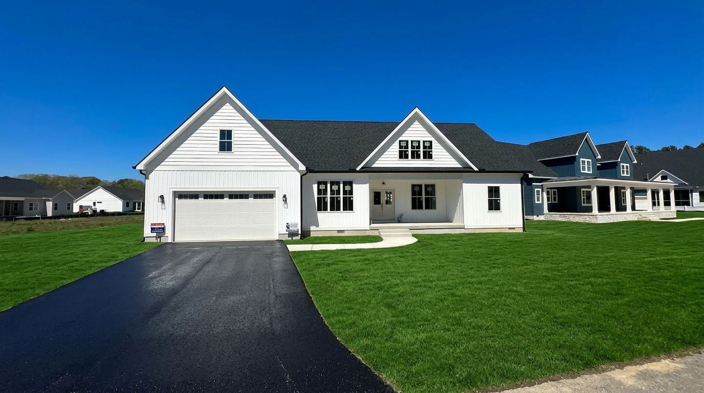 New construction home with a two-car garage in Ocean Pines, MD