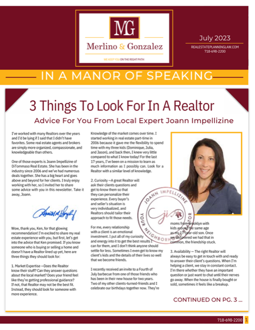 Merlino and Gonzalez July Newsletter