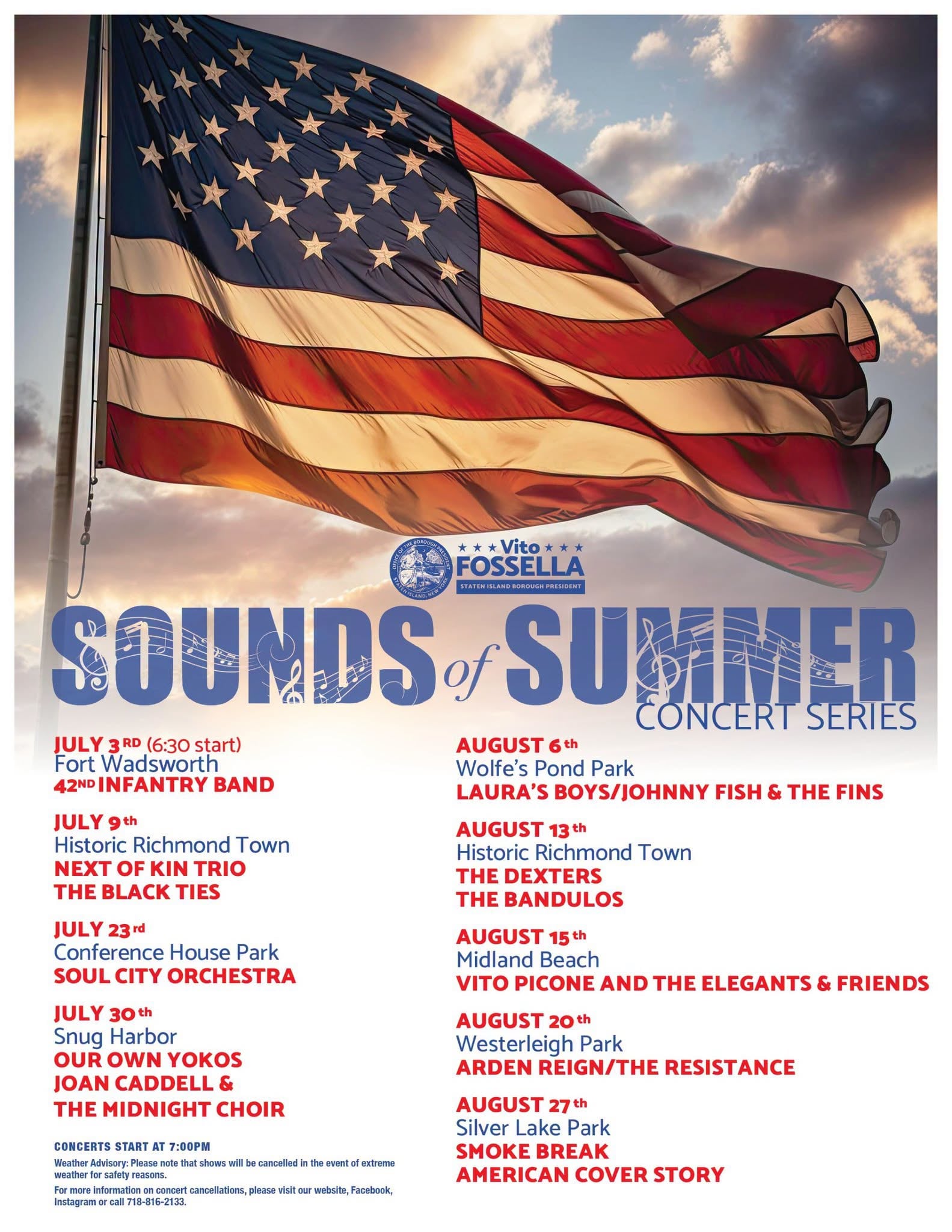 Sounds of Summer Concert Series Staten Island parks schedule