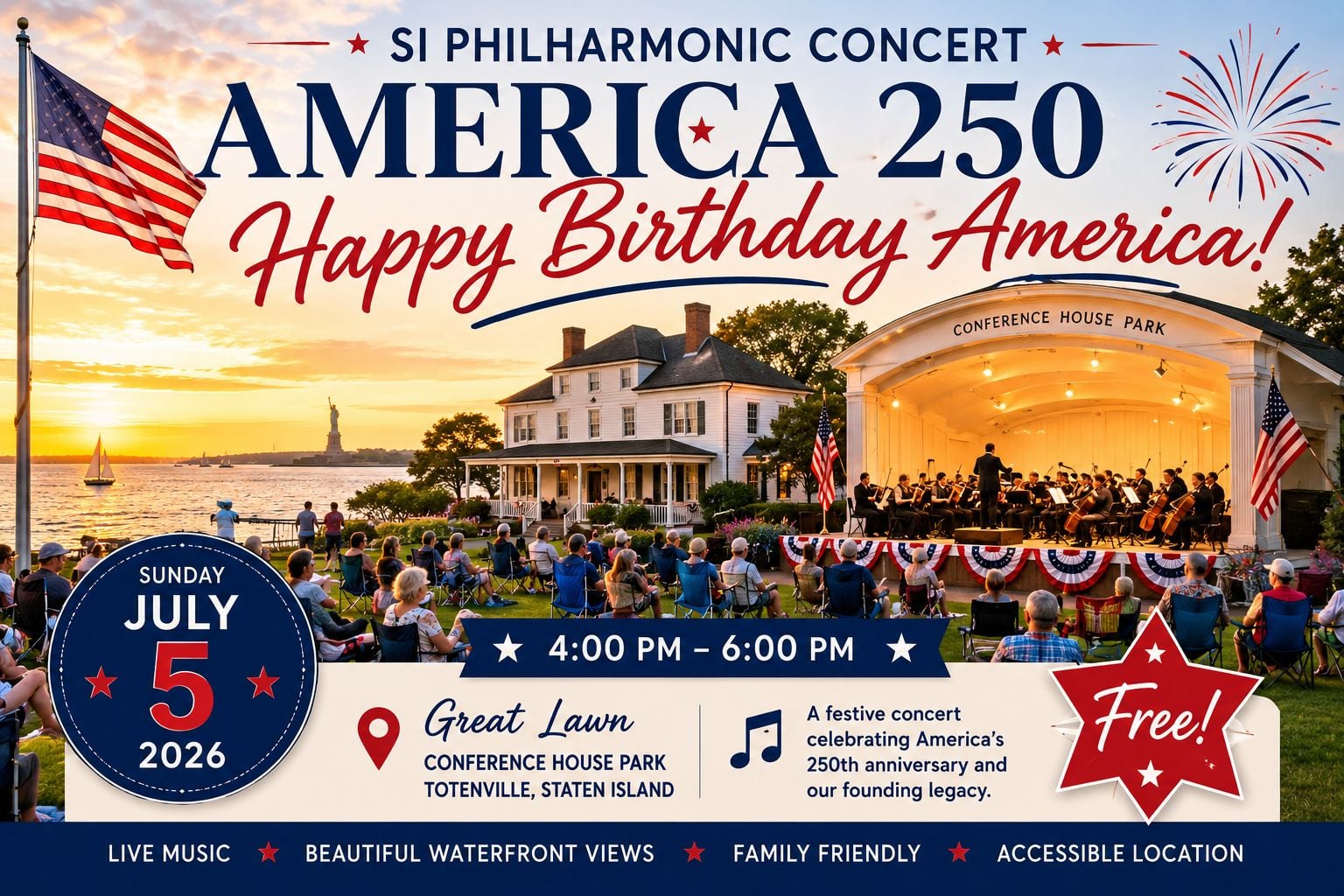 SI Philharmonic Concert: Celebrate America 250 at Conference House Park