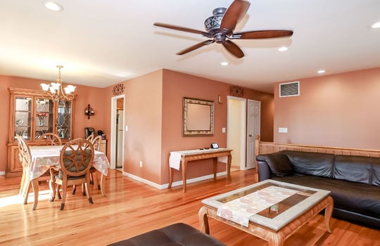 Beautiful main living and dining room with hardwood floors