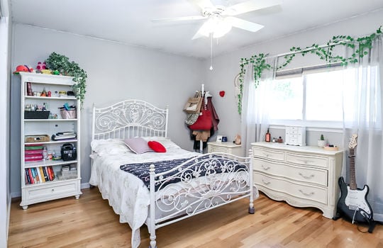 Bedroom with hardwood floors