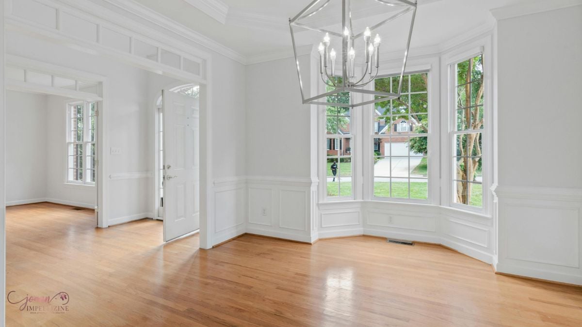 Empty broom-swept home prepared for a buyer final walk-through before closing