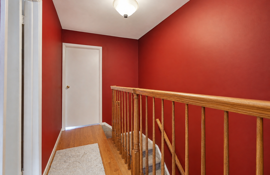 Second-floor hallway of three-bedroom Stonegate condo in Grasmere Staten Island