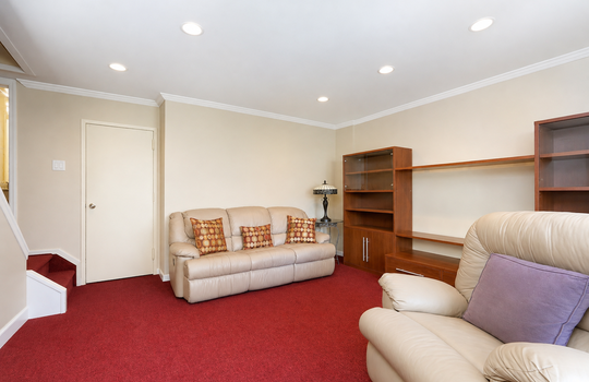 Family room with built-in storage