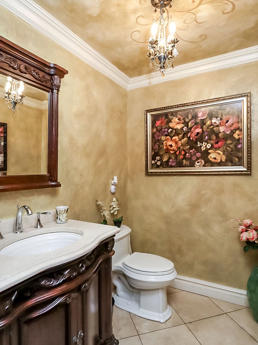 Elegant first-floor powder room at 34 Fayann Lane in Tottenville