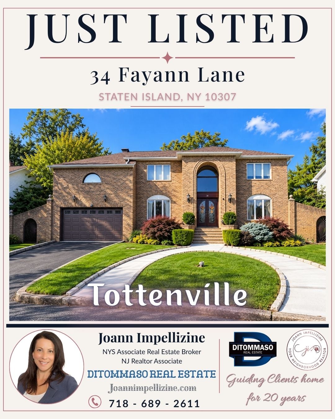 Exterior of 34 Fayann Lane, a five-bedroom Center Hall Colonial for sale in Tottenville, Staten Island.