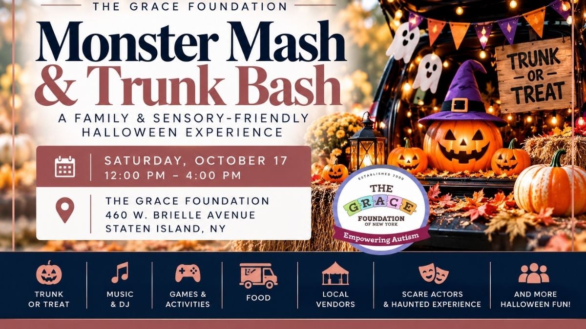 GRACE Foundation Monster Mash and Trunk Bash on October 17, 2026, featuring family-friendly trunk-or-treating, games and music in Staten Island