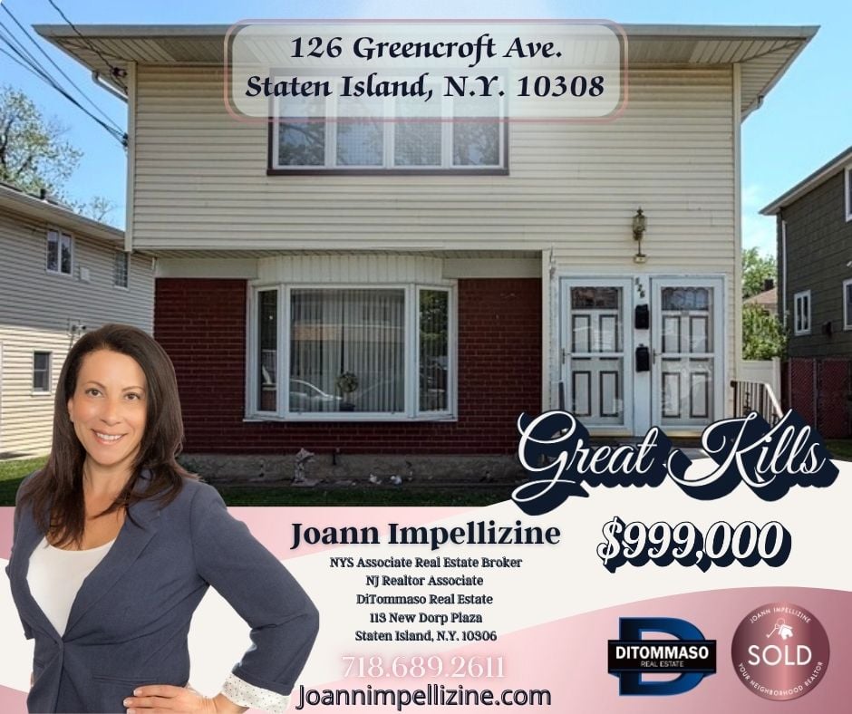Just Sold in Great Kills: 126 Greencroft Avenue Closes at $999,000