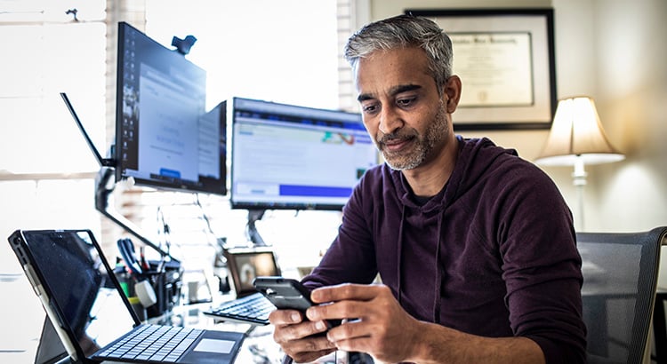 Man working in home office