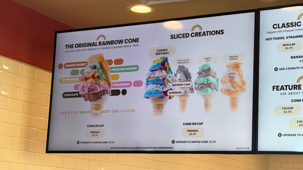 Rainbow Cone Cypress CA Menu
