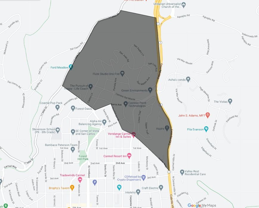 Map of Carmel Woods in Carmel