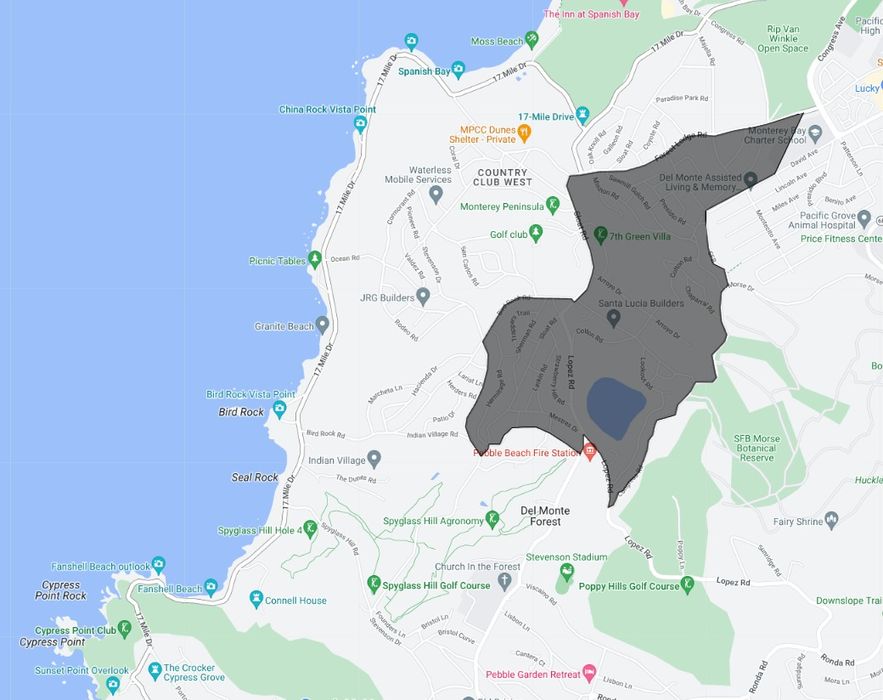 Map of Country Club East in Pebble Beach