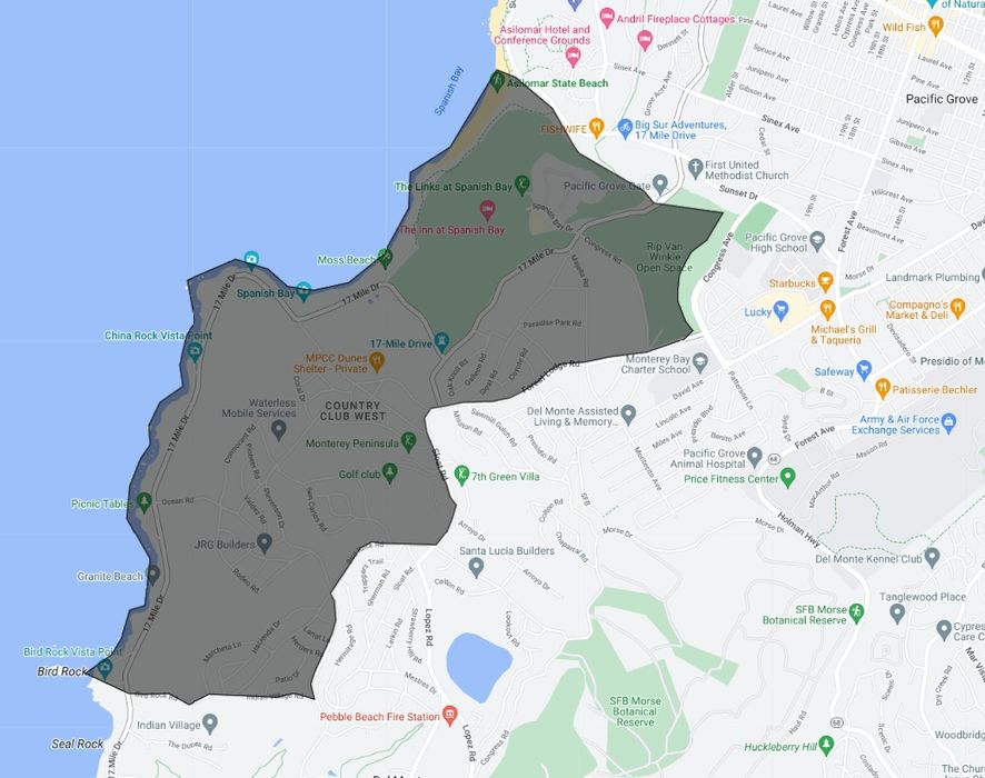 Map of Country Club West in Pebble Beach