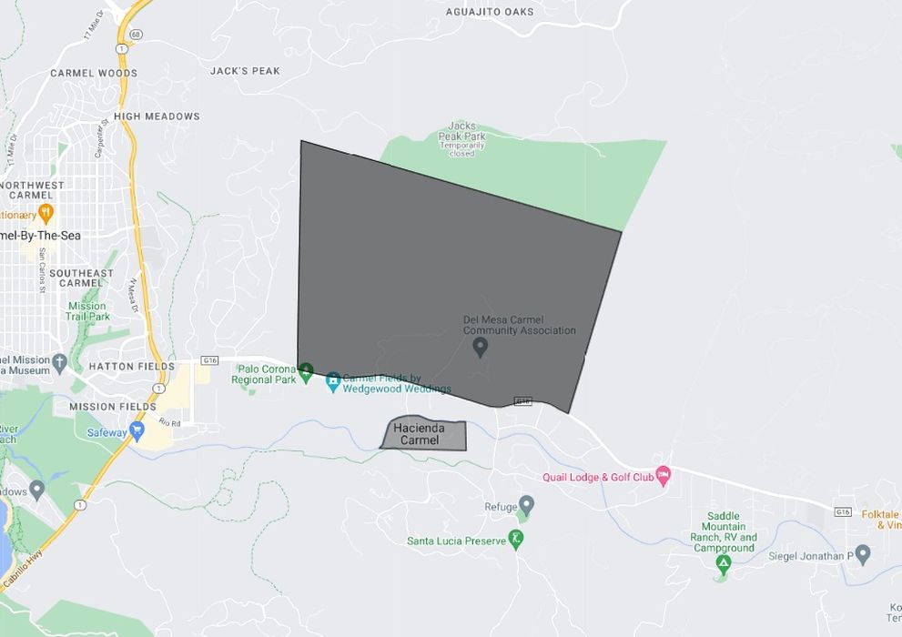 Map of Del Mesa Carmel and Hacienda Carmel in Carmel Valley