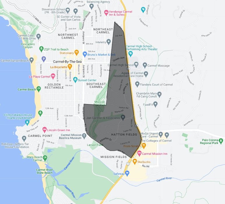 Map of Hatton Fields in Carmel
