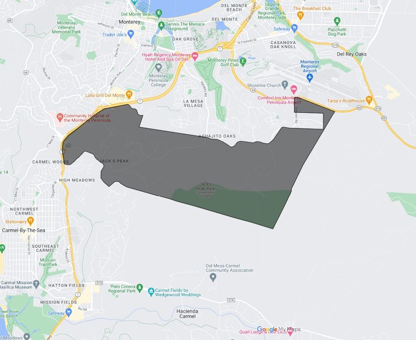 Map of Jacks Peak in Carmel