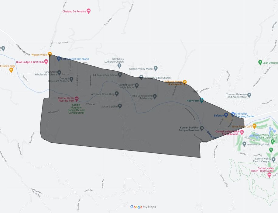 Map of Mid Valley in Carmel Valley