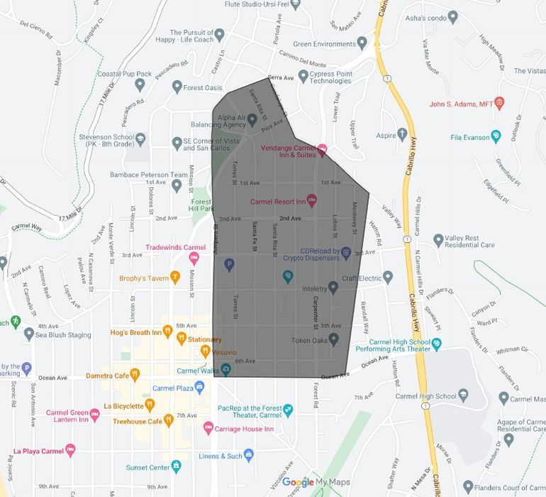 Map of Northeast Carmel