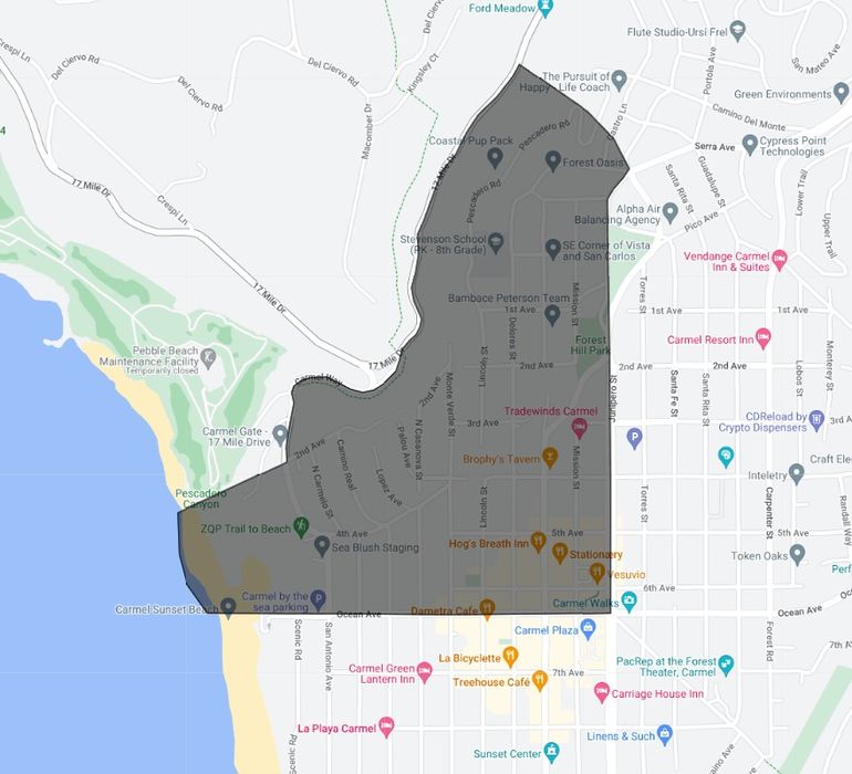 Map of Northwest Carmel