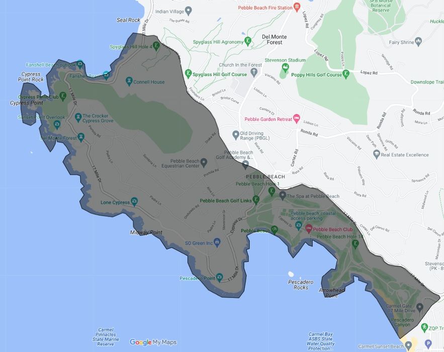 Map of the Lodge Area in Pebble Beach
