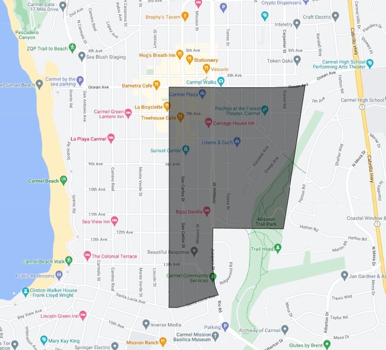 Map of Southeast Carmel