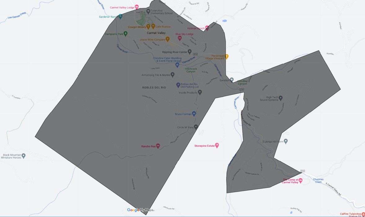 Map of Carmel Valley Village in Carmel Valley