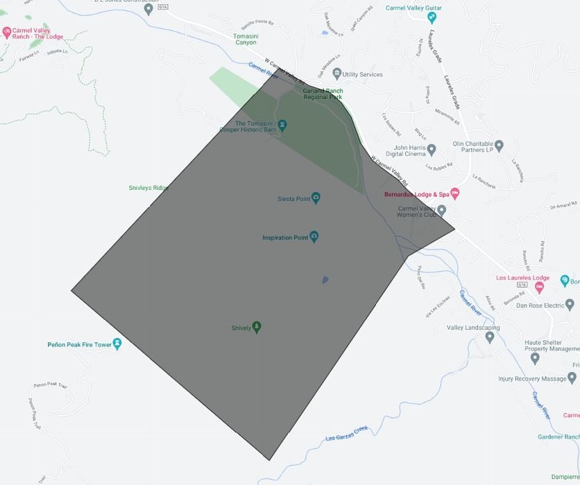 Map of Garland Ranch in Carmel Valley